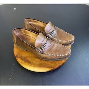 Mezlan Horse Bit Loafer Slip on Brown Leather Men’s 9 M Made in Spain Nice.